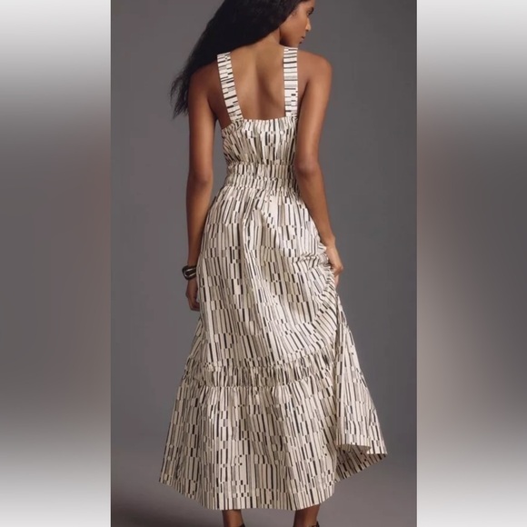 Anthropologie The Somerset Maxi Dress Poplin Halter Edition Tiered Smocked - Picture 3 of 7